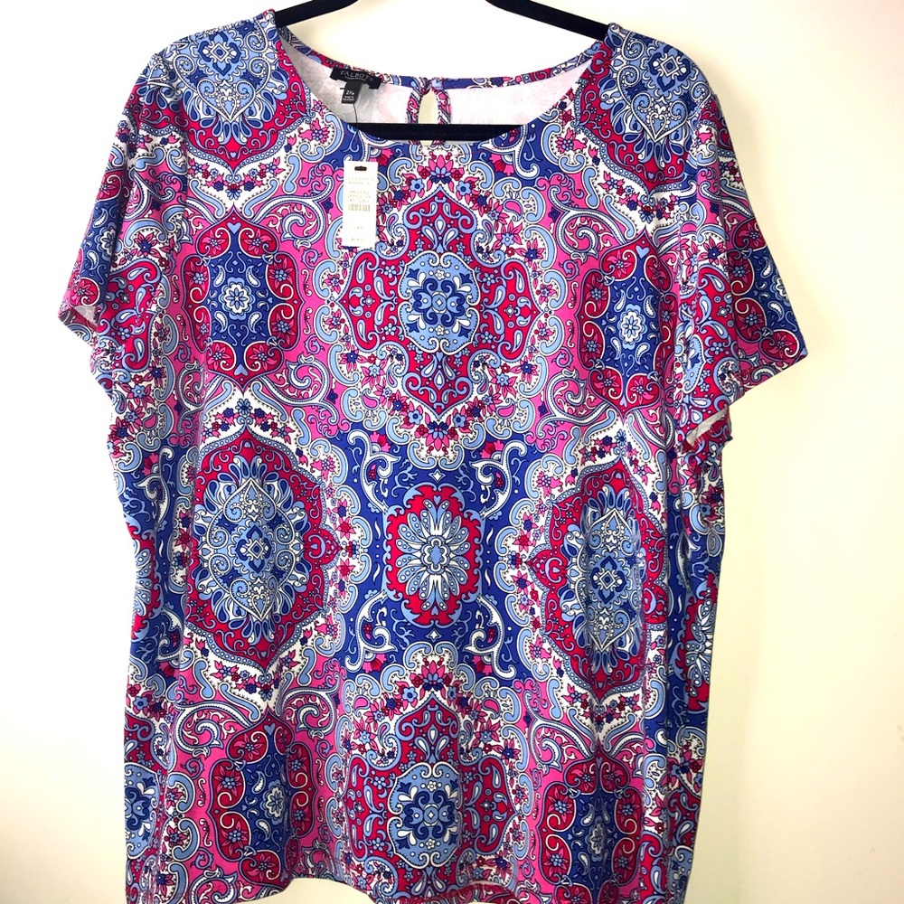 NWTTalbots 2XP short sleeve multi color top